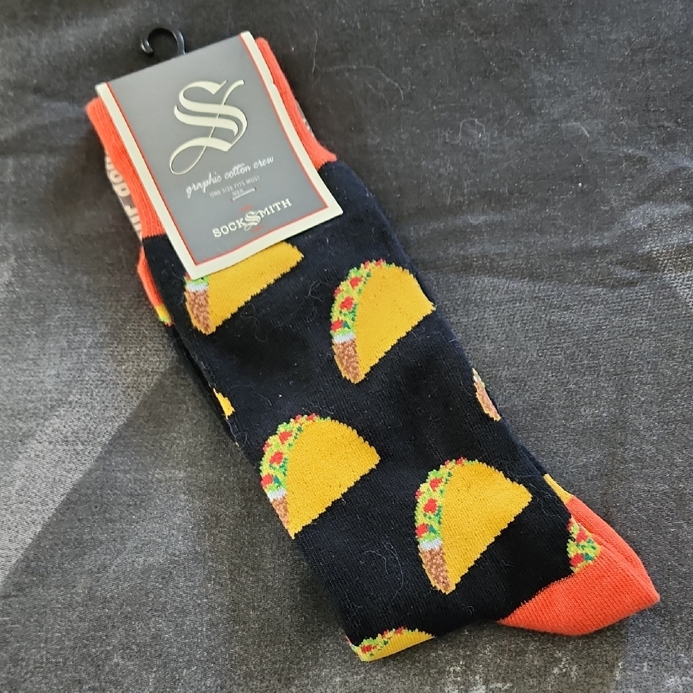 SockSmith Taco Patterned Black and Orange Socks